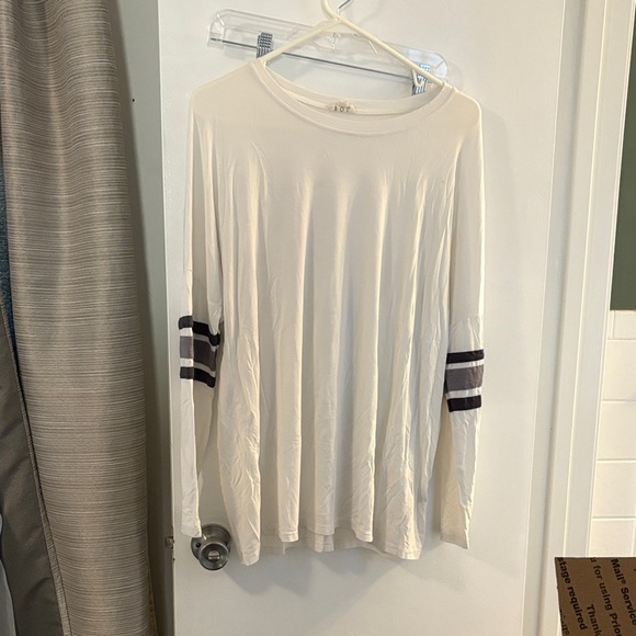 POL Cream Long Sleeve Top with Dark Stripes - Picture 1 of 2